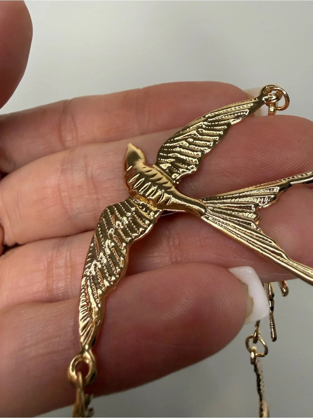 Gold Bird Link Necklace - Picture 4 of 7